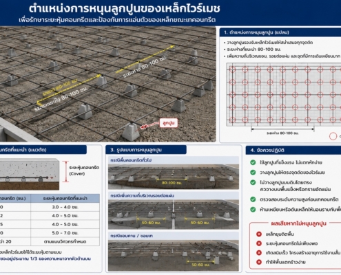ตำแหน่งการจัดวางไวร์เมชในชั้นคอนกรีต